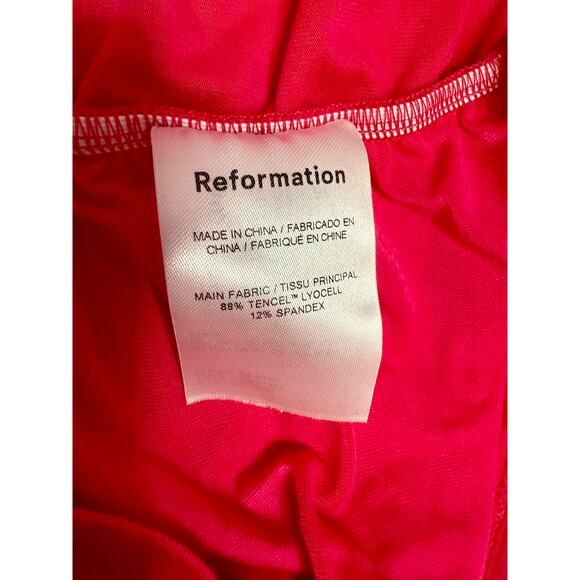 Reformation Dixon Halter Mini Dress Hot Pink Ruched Keyhole‎ Size M Sustainable - Picture 7 of 7